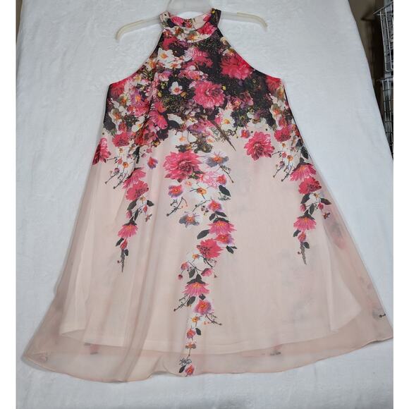 Poly chiffon Trapeze dress no brand Bust to 38" Length 39" - Picture 1 of 5